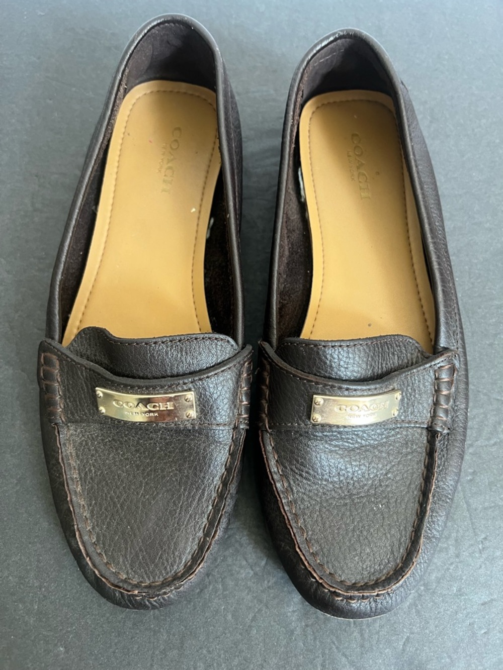 Coach Fredrica Brown Leather Loafers, 8